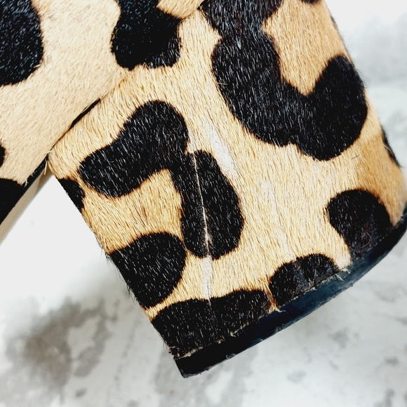 Halogen Black & Brown Leopard Printed Block Heel Ankle Boots C1049 - Picture 13 of 16